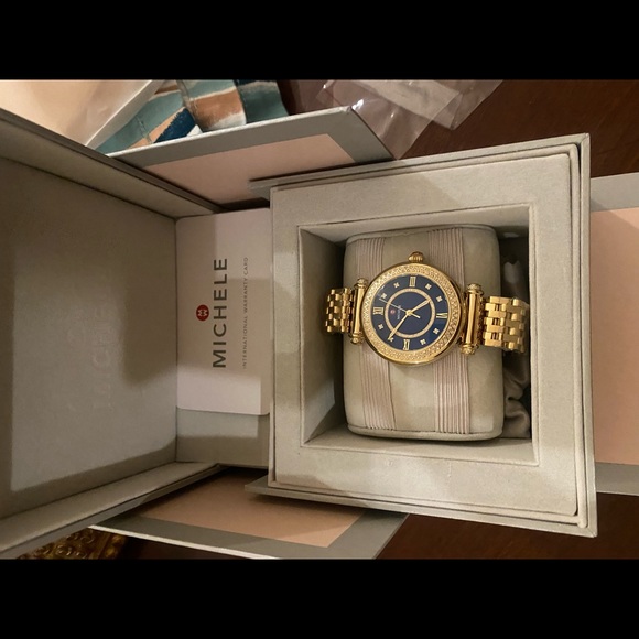 Michele Caber Mid Diamond watch Gold/Blue - Picture 13 of 14